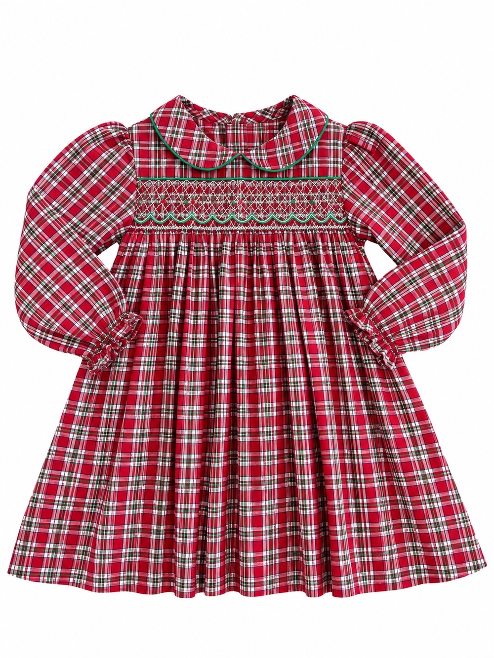 Petit Pomme 3T Christmas Plaid Smocked Holiday Dress Red Green